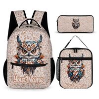 Custom Owl Backpack with Lunch Box & Pencil Case for Kids Girls Boys School, 16 Inch Cute Owls B