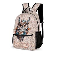 Custom Owl School Backpack for Kids Girls Boys, 16 Inch Cute Owls Themed Bookbag, Personalized Schoo