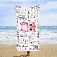 Personalized Beach Towel, Customized Owl Beach Towel for Adults and Kids, Absorbent and Quick-Drying