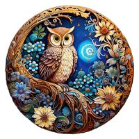 Wooden Puzzles for Adults, Wooden Moonlight Owl Puzzle, Unique Shape Animal Puzzle, Gifts for Family