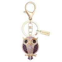 MONNEL Women's Zinc Alloy Metal Big Crystal Owl Charm Pendant Lobster Clasp Key Ring Keychain Z