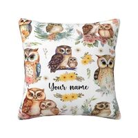 Prabhutaratna Owl Custom Pillows with Name,Personalized Pillow with Photo,(18 Inch X 18 Inch) Person