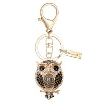 MONNEL Women's Zinc Alloy Metal Big Crystal Owl Charm Pendant Lobster Clasp Key Ring Keychain Z