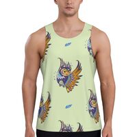 Mens Tank Tops Summer - Quirky Owl Sleeveless Shirts for Men, Mens Sleeveless Tee Shirts Black