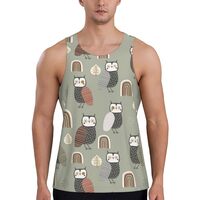 Mens Tank Tops Summer - Funny Owl Doodles Sleeveless Shirts for Men, Mens Sleeveless Tee Shirts Blac