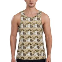 Mens Tank Tops Summer - Owls Pattern Sleeveless Shirts for Men, Mens Sleeveless Tee Shirts Black