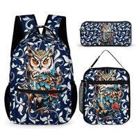 Homieblanket Owl Backpack with Lunch Box & Pencil Case, 16 Inch Cute Owl Themed Bookbag, Adjusta