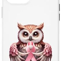 iPhone 15 Pro Max Breast Cancer Awareness Cute Owl Pink Ribbon Bird Case