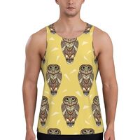 Mens Tank Tops Summer - Indian Style Owl Sleeveless Shirts for Men, Mens Sleeveless Tee Shirts Black