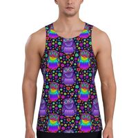 Mens Tank Tops Summer - Flamboyant Colorful Owls Sleeveless Shirts for Men, Mens Sleeveless Tee Shir