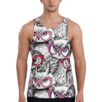 Mens Tank Tops Summer - Glasses Owl Sleeveless Shirts for Men, Mens Sleeveless Tee Shirts Black