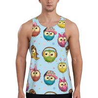 Mens Tank Tops Summer - Cute Cartoon Colorful Owls Sleeveless Shirts for Men, Mens Sleeveless Tee Sh