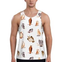 Mens Tank Tops Summer - Cute Crooked Head Owl Sleeveless Shirts for Men, Mens Sleeveless Tee Shirts 