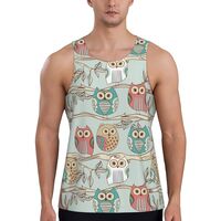 Mens Tank Tops Summer - Cute owl Sleeveless Shirts for Men, Mens Sleeveless Tee Shirts Black