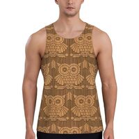 Mens Tank Tops Summer - Tribal Owl Print Sleeveless Shirts for Men, Mens Sleeveless Tee Shirts Black
