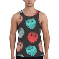 Mens Tank Tops Summer - Chubby Cute Owls Sleeveless Shirts for Men, Mens Sleeveless Tee Shirts Black