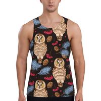 Mens Tank Tops Summer - Pinecone Owl Brown Sleeveless Shirts for Men, Mens Sleeveless Tee Shirts