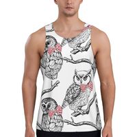 Mens Tank Tops Summer - Bow Tie Owl Sleeveless Shirts for Men, Mens Sleeveless Tee Shirts Black