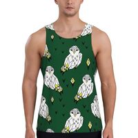 Mens Tank Tops Summer - Geometric Owl Sleeveless Shirts for Men, Mens Sleeveless Tee Shirts Black