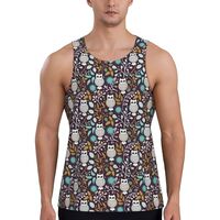 Mens Tank Tops Summer - Forest Cute Owl Sleeveless Shirts for Men, Mens Sleeveless Tee Shirts