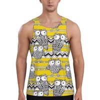 Mens Tank Tops Summer - Funny Owl Sleeveless Shirts for Men, Mens Sleeveless Tee Shirts Black