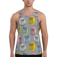 Mens Tank Tops Summer - Circular Patterned Owl Sleeveless Shirts for Men, Mens Sleeveless Tee Shirts
