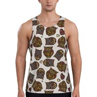 Mens Tank Tops Summer - Ethnic Owl Sleeveless Shirts for Men, Mens Sleeveless Tee Shirts Black