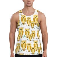 Mens Tank Tops Summer - Yellow Owls Sleeveless Shirts for Men, Mens Sleeveless Tee Shirts