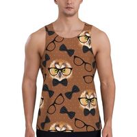 Mens Tank Tops Summer - Black Bow Owl Brown Sleeveless Shirts for Men, Mens Sleeveless Tee Shirts