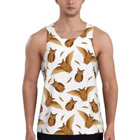 Mens Tank Tops Summer - Brown White Owl Sleeveless Shirts for Men, Mens Sleeveless Tee Shirts