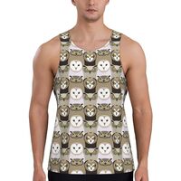Mens Tank Tops Summer - Owl Pattern Print Sleeveless Shirts for Men, Mens Sleeveless Tee Shirts Blac