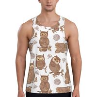 Mens Tank Tops Summer - Ethnic Style Owl Sleeveless Shirts for Men, Mens Sleeveless Tee Shirts Black