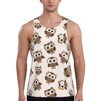 Mens Tank Tops Summer - Cute Brown Owl Sleeveless Shirts for Men, Mens Sleeveless Tee Shirts