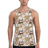 Mens Tank Tops Summer - Funny Cartoon Owl Sleeveless Shirts for Men, Mens Sleeveless Tee Shirts Blac