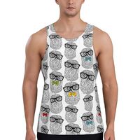 Mens Tank Tops Summer - Nerdy Owl Sleeveless Shirts for Men, Mens Sleeveless Tee Shirts Black