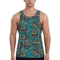 Mens Tank Tops Summer - Colourful Owl Flowers Sleeveless Shirts for Men, Mens Sleeveless Tee Shirts