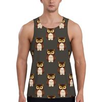 Mens Tank Tops Summer - Simple Owl Prints Sleeveless Shirts for Men, Mens Sleeveless Tee Shirts Blac