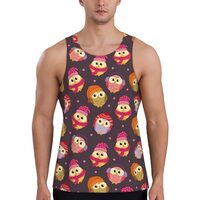 Mens Tank Tops Summer - Cute Chubby Owls Sleeveless Shirts for Men, Mens Sleeveless Tee Shirts Black