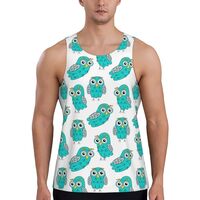 Mens Tank Tops Summer - Cute Green Owl Sleeveless Shirts for Men, Mens Sleeveless Tee Shirts
