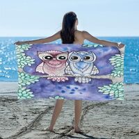 KOBLEN Owl Funny Design Microfiber Beach Towels Thin Towel Sand Free Lightweight Quick Dry Big Trave
