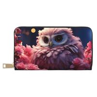 Buewutiry Travel Wallet Womens - Cute Pink Flower Owl Leather Wallets for Women, Cute Wallets for Wo