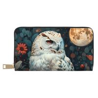 Buewutiry Travel Wallet Womens - Moon Flower White Owl Leather Wallets for Women, Cute Wallets for W