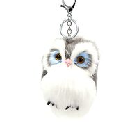 Jeorywoet Plush Owl Keychain Fluffy Faux Owl Key Chain Cute Animal Keyring Handbag Pendant, Fluffy O