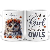 Hyturtle Personalized Cute Owl Coffee Mug - Gift For Owl Lover - Just A Girl Who Loves Owls - Owl Gi