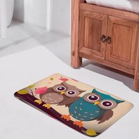 OURTEV Bathroom Rug Mat Rugs for Living Room Non Slip Floor Mat Rugs for Bedroom Cute Owls Water Abs