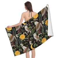 Novastar Quick Dry Beach Towel - Owl Moon Flowers Microfiber Towels for Body, Soft Bath Towels for B