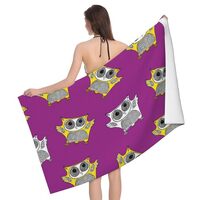 Novastar Quick Dry Beach Towel - Quirky Owl Purple Microfiber Towels for Body, Soft Bath Towels for 