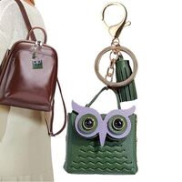 LAFANDE Owl Cute Keychain, Multipurpose Cute Coin Purse Keychain, Leather Owl Tassel Keychain, Walle