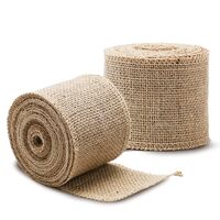 LaRibbons 2 Pcs 3 Inch Burlap Wide Fabric Craft Ribbon,10 Yard Per Roll, Natural Brown Ribbon for Bo