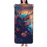 Cotton Bath Towels for Bathroom - Colorful Feather Owl Personalized Quick Dry Beach Towel, Microfibe